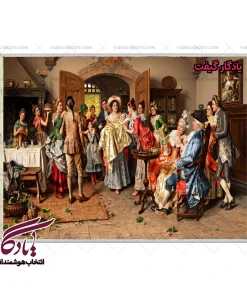 تابلو فرش ماشینی طرح فرانسوی جشن غسل تعمید2 کد f132 - یادگار گیفت