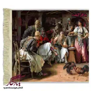 تابلو فرش ماشینی طرح فرانسوی خروس جنگی کد f125-1