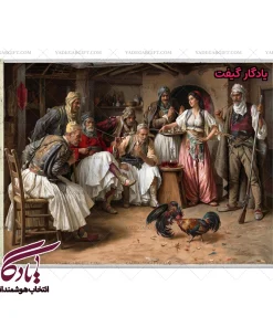 تابلو فرش ماشینی طرح فرانسوی خروس جنگی کد f125 - یادگار گیفت