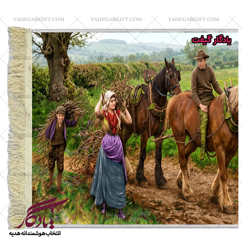 تابلو فرش ماشینی طرح فرانسوی دختر هیزم شکن کد f111 - یادگار گیفت