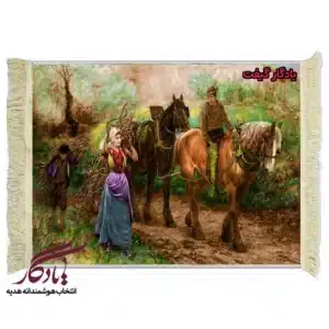 تابلو فرش ماشینی طرح فرانسوی دختر هیزم شکن کد f111