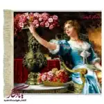تابلو فرش ماشینی طرح فرانسوی دختر گلچین کد f148-1