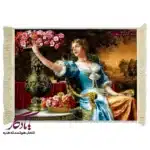 تابلو فرش ماشینی طرح فرانسوی دختر گلچین کد f148