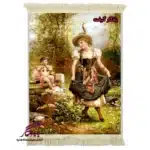 تابلو فرش ماشینی طرح فرانسوی فرشته و دختر باغبان کد f157