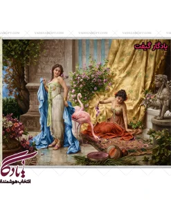 تابلو فرش ماشینی طرح فرانسوی فلامینگوها کد f144 - یادگار گیفت