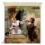 تابلو فرش ماشینی طرح فرانسوی ملاقات پنهانی عاشقانه کد f158-1