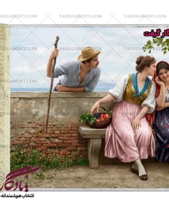 تابلو فرش ماشینی طرح فرانسوی نجوای عاشقی کد f137 - یادگار گیفت