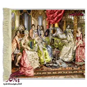 تابلو فرش ماشینی طرح فرانسوی پیانو زن2 کد f139-1