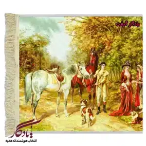تابلو فرش ماشینی طرح فرانسوی کُنتس و بانوی جنگل کد f108-1