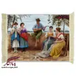 تابلو فرش ماشینی طرح فرانسوی گیتارزن دوره گرد کد f145