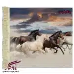 تابلو فرش ماشینی طرح حیوانات تاخت و تاز کد h28-1