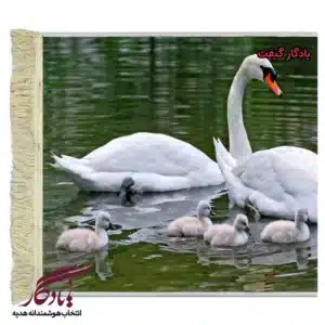 تابلو فرش ماشینی طرح حیوانات خانواده قوها کد h36-1