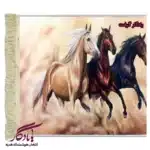 تابلو فرش ماشینی طرح حیوانات رقص در غبار کد h27-1