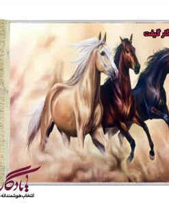 تابلو فرش ماشینی طرح حیوانات رقص در غبار کد h27-1