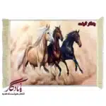 تابلو فرش ماشینی طرح حیوانات رقص در غبار کد h27