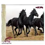 تابلو فرش ماشینی طرح حیوانات سه مشکی کد h26-1