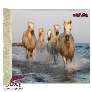 تابلو فرش ماشینی طرح حیوانات گذر از رود کد h50-1