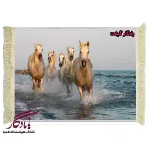 تابلو فرش ماشینی طرح حیوانات گذر از رود کد h50