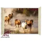 تابلو فرش ماشینی طرح حیوانات گله اسب ها کد h32