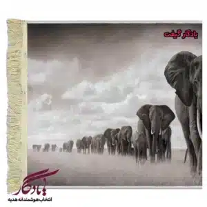 تابلو فرش ماشینی طرح حیوانات گله فیل ها کد h48-1