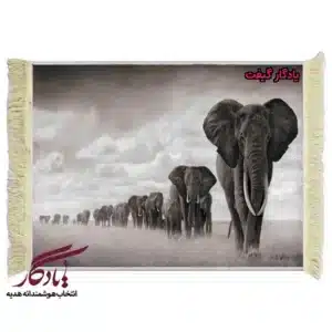 تابلو فرش ماشینی طرح حیوانات گله فیل ها کد h48