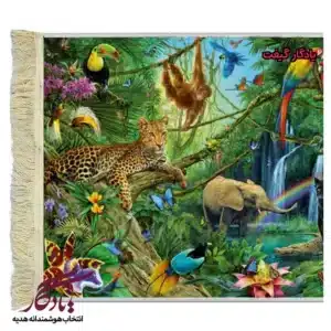 تابلو فرش ماشینی طرح حیوانات وحوش جنگل کد h58-1