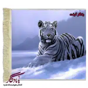 تابلو فرش ماشینی طرح حیوانات پلنگ برفی کد h53-1