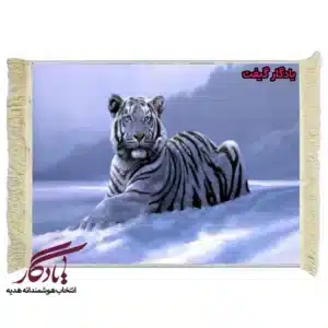 تابلو فرش ماشینی طرح حیوانات پلنگ برفی کد h53