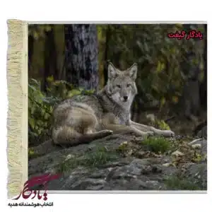 تابلو فرش ماشینی طرح حیوانات گرگ تنها کد h51-1