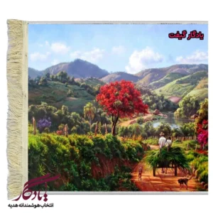تابلو فرش ماشینی طرح منظره بسوی روستا کد m105-1