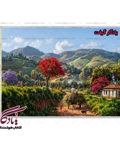 تابلو فرش ماشینی طرح منظره بسوی روستا کد m105 - یادگار گیفت