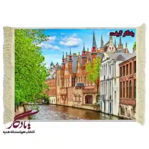 تابلو فرش ماشینی طرح منظره بندر بروژ بلژیک کد m100