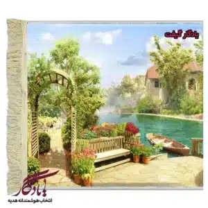 تابلو فرش ماشینی طرح منظره تفرجگاه ساحلی کد m96-1