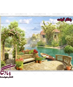 تابلو فرش ماشینی طرح منظره تفرجگاه ساحلی کد m96 - یادگار گیفت