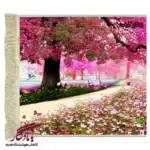 تابلو فرش ماشینی طرح منظره درختان صورتی کد m102-1
