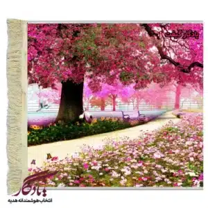 تابلو فرش ماشینی طرح منظره درختان صورتی کد m102-1