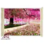 تابلو فرش ماشینی طرح منظره درختان صورتی کد m102