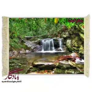 تابلو فرش ماشینی طرح منظره صخره و آبشار2 کد m80