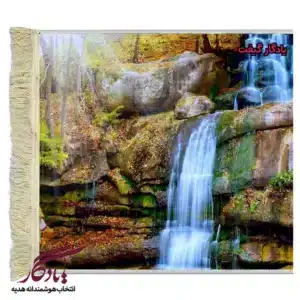 تابلو فرش ماشینی طرح منظره صخره و آبشار3 کد m87-1