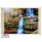 تابلو فرش ماشینی طرح منظره صخره و آبشار3 کد m87