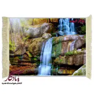تابلو فرش ماشینی طرح منظره صخره و آبشار3 کد m87