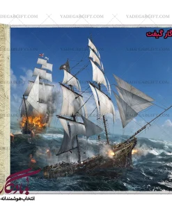 تابلو فرش ماشینی طرح منظره نبرد دریایی کد m90 - یادگار گیفت