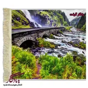 تابلو فرش ماشینی طرح منظره پل و رود کد m85-1