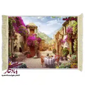 تابلو فرش ماشینی طرح منظره کافه و شهر کد m98