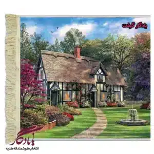 تابلو فرش ماشینی طرح منظره کلبه ویکتوریایی کد M101-1
