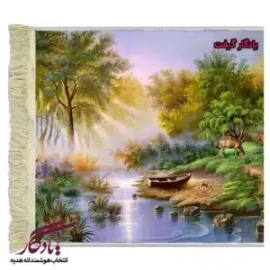 تابلو فرش ماشینی طرح منظره کنار برکه کد m84-1