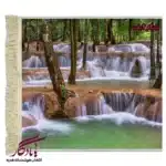 تابلو فرش ماشینی طرح منظره درختان و آبشار کد m86-1