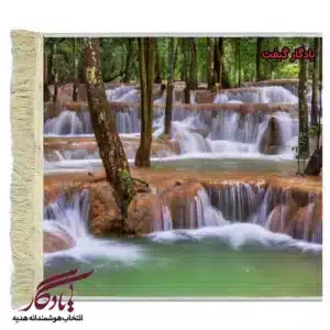تابلو فرش ماشینی طرح منظره درختان و آبشار کد m86-1