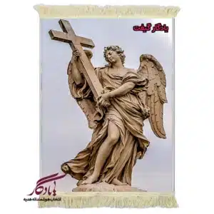 تابلو فرش ماشینی طرح تندیس فرشته و صلیب کد t26