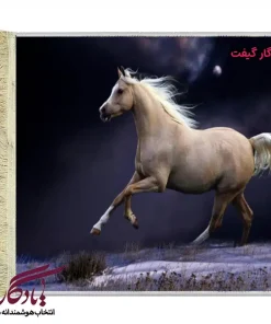 تابلو فرش ماشینی طرح حیوانات اسب عربی کد h68-1